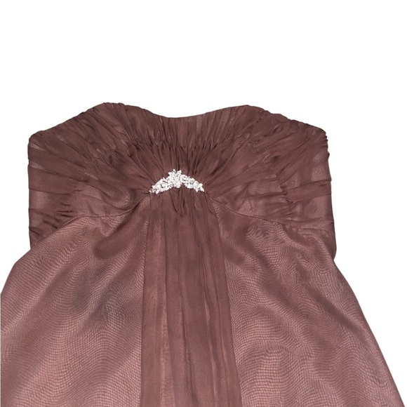 VTG Y2K Rhinestone Pendant Brown Sleeveless Cocktail Dress Fall Holiday Party - Picture 6 of 6